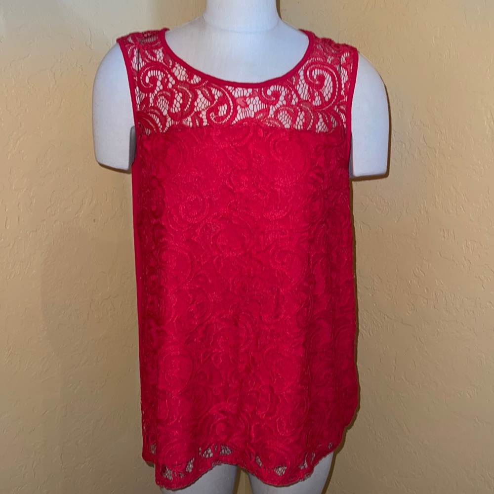 3/$15 Adrianna Papell red lace tank, XL